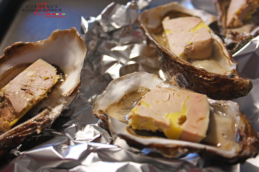 Gratin oysters with foie gras