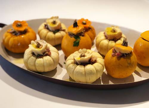 Mini-Courges farcies aux champignons et au canard