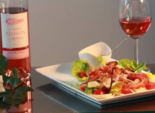 Salade César et Château Ninon Bordeaux Rosé