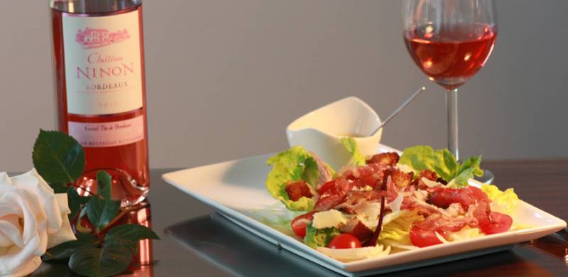Salade César et Château Ninon Bordeaux Rosé